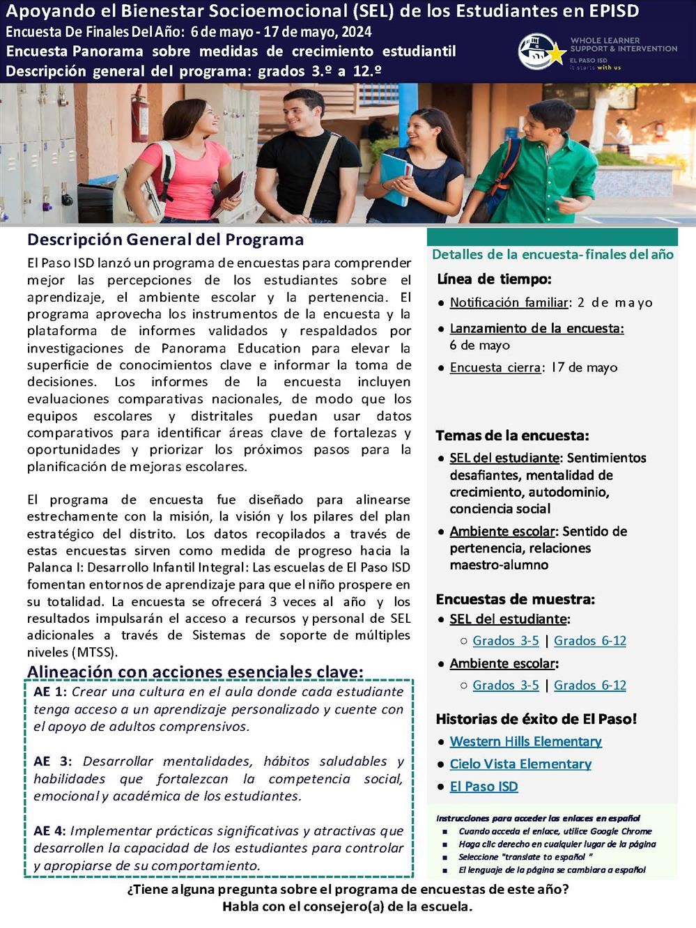 Encuesta de Fin de Año sobre el crecimiento estudiantil
